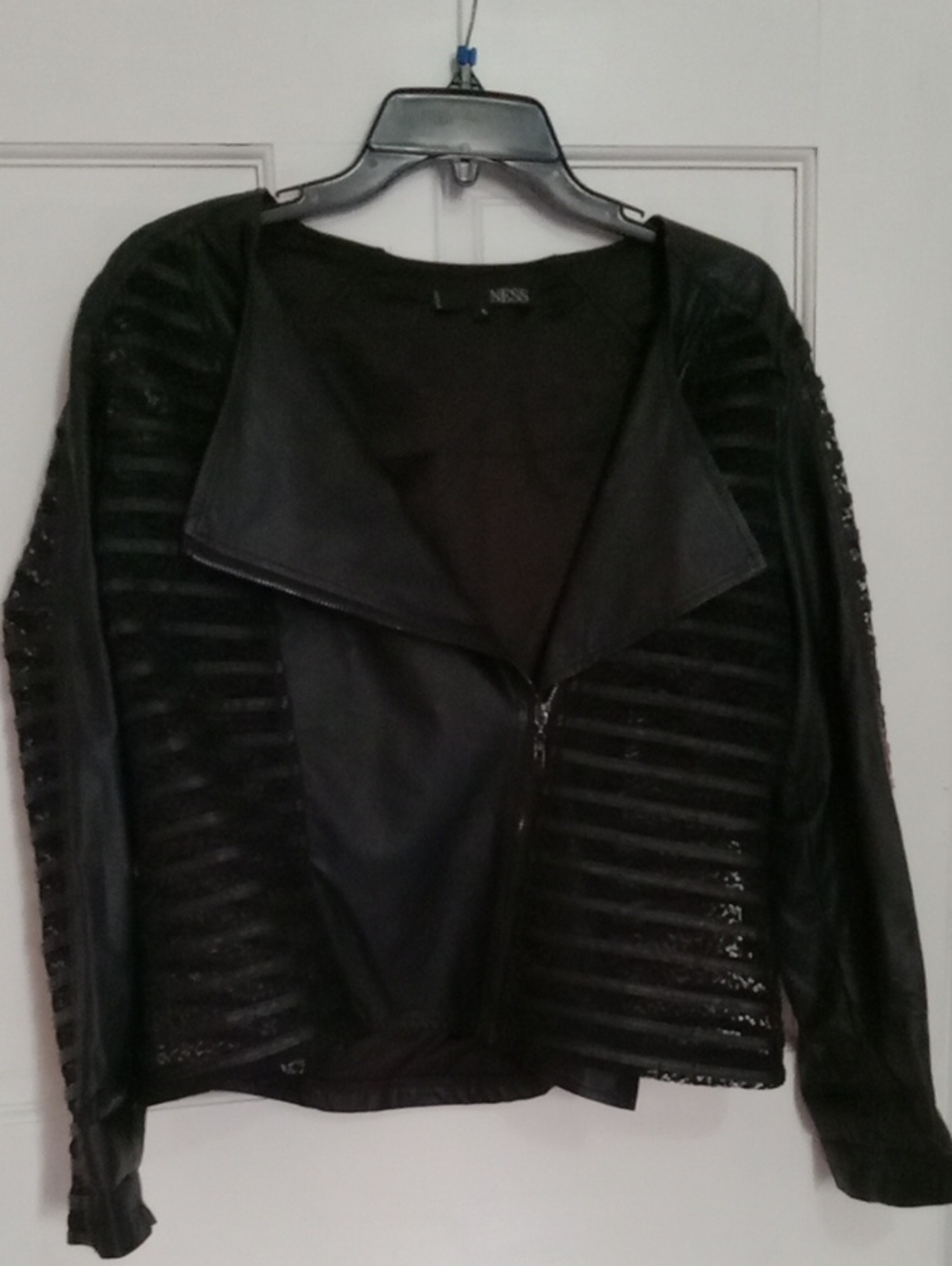Ness Black Faux Leather Open-Front Moto Jacket